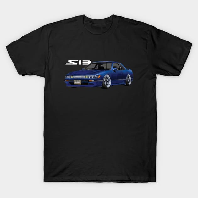 S13 240SX Nissan Silvia Star Sapphire Blue T-Shirt by cowtown_cowboy